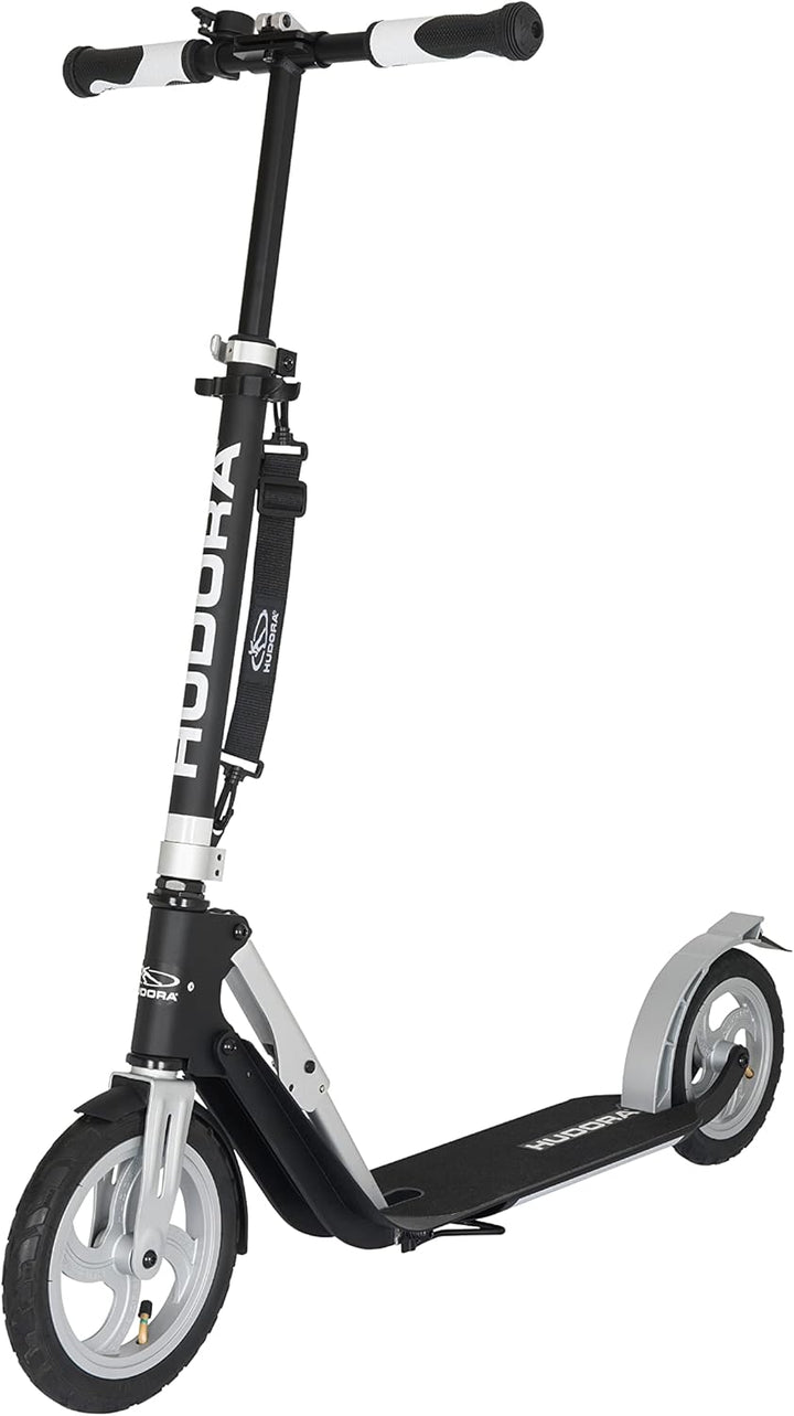 HUDORA BigWheel Air 230 Scooter - Tretroller mit/ohne Handbremse - Stabiler Aluminium-Roller mit Luf