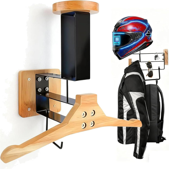 Helmhalterung für Motorradhelme Massivholz und robuster Stahl Wand Motorrad Zubehör Motorradhelm Hal