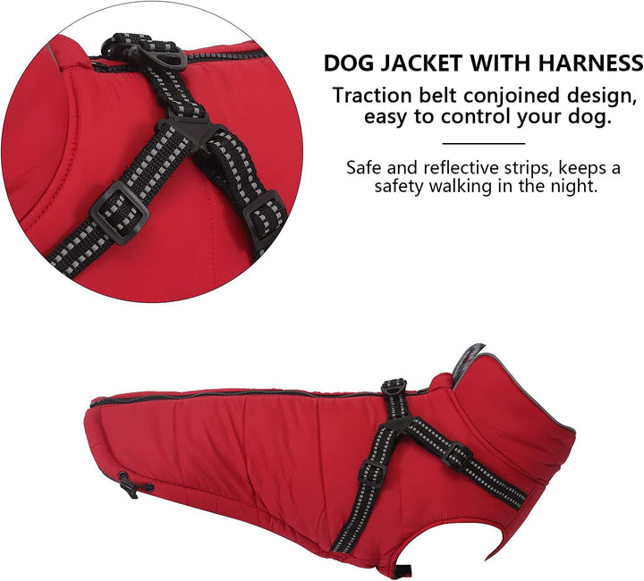 MOREZI Winterhundejacke, wasserdichte Aussenschicht, Fleecefutter, Rückenreissverschluss-Design, mit