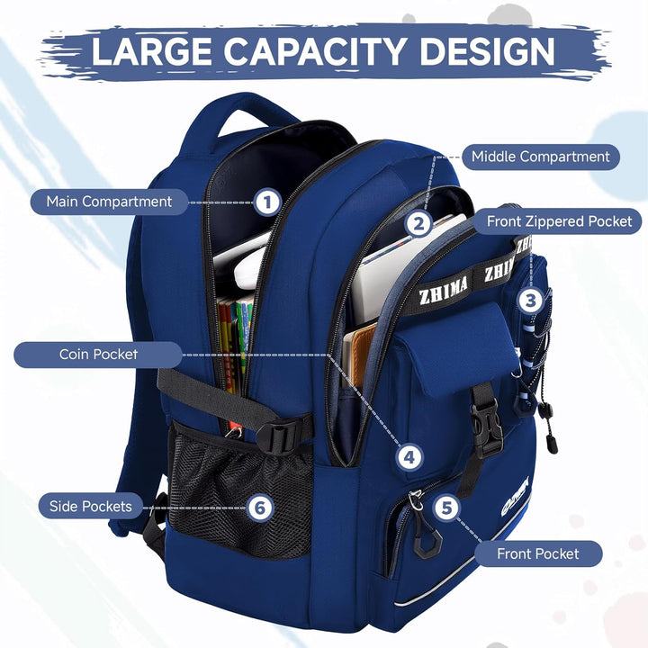 Amythe Schulrucksack Jungen Teenager, Rucksack Schule Gymnasium Oberstufe Schulranzen mit Reflektore