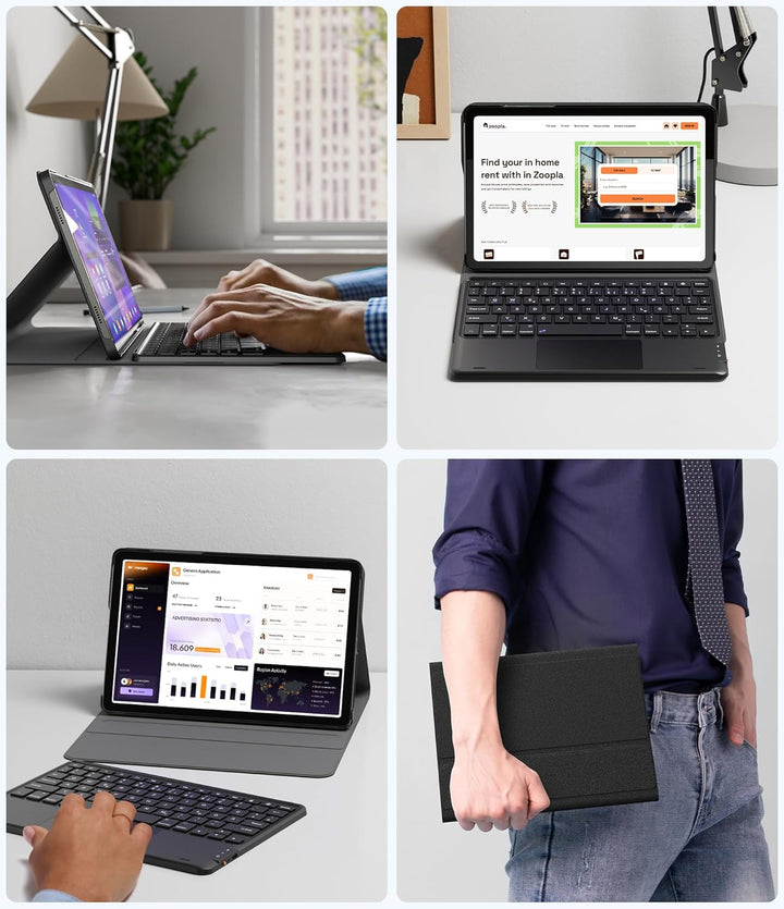 CHESONA Samsung Tablet A9 Plus Hülle mit Tastatur, Abnehmbare Magnetische Tastatur mit Smart Touchpa