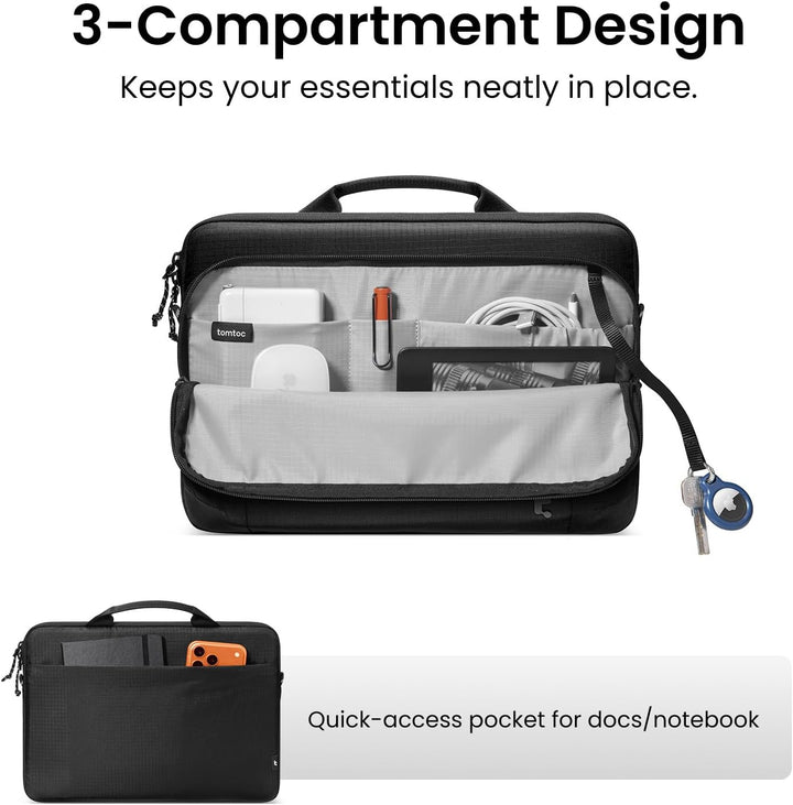 tomtoc A34 Laptoptasche Schwarz 13,5-14,4 Zoll, Schwarz 13,5-14,4 Zoll