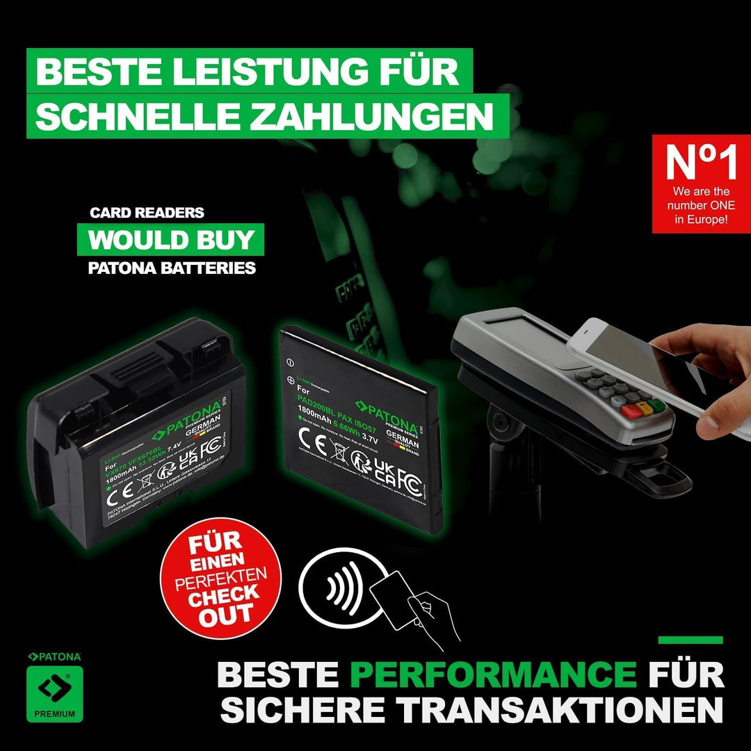 PATONA Premium Akku für Zebra MC3200, MC32N0, MC32N0-S, MC3300, Motorola | Ersatz für Zebra BTRY-MC3