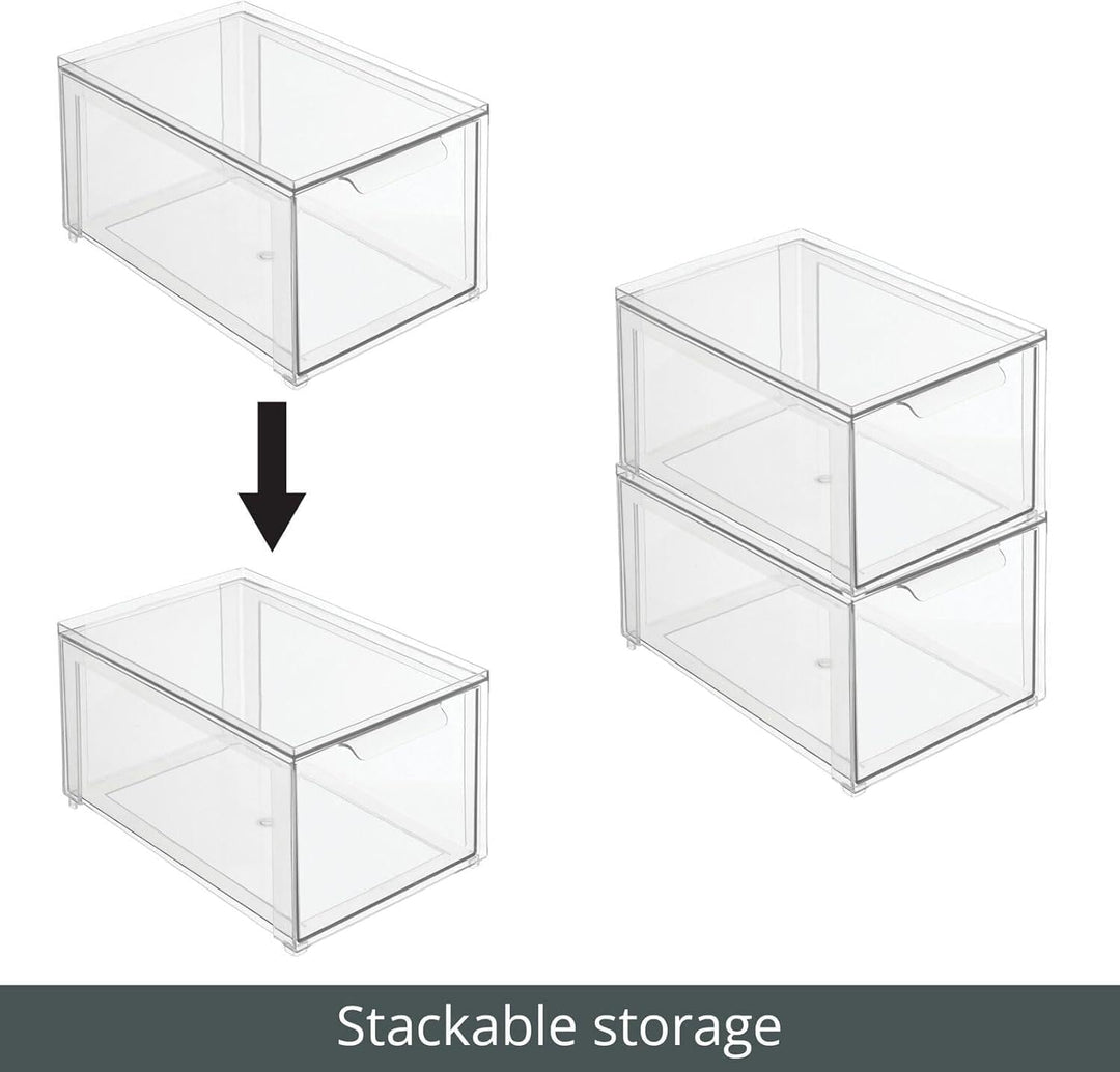 mDesign Schubladenbox – Stapelbox aus Kunststoff für Küchen- und Kühlschrank – Küchen Organizer für