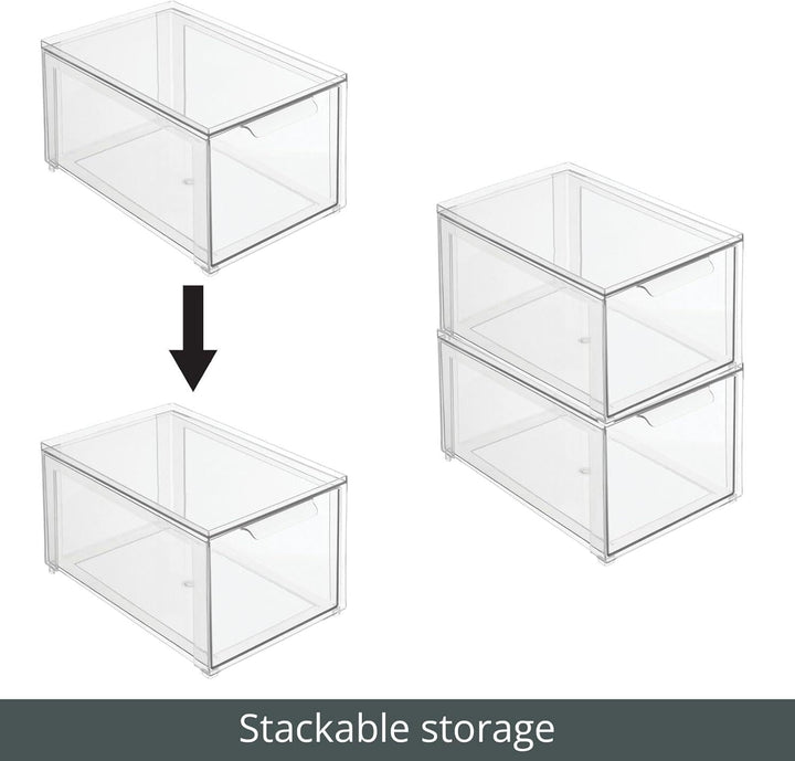 mDesign Schubladenbox – Stapelbox aus Kunststoff für Küchen- und Kühlschrank – Küchen Organizer für