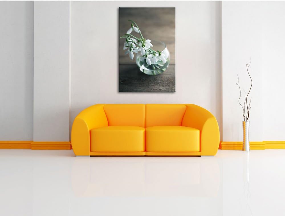 Pixxprint Schneeglöckchen in der Vase als Leinwandbild/Grösse: 100x70 / Wandbild/Kunstdruck/fertig b