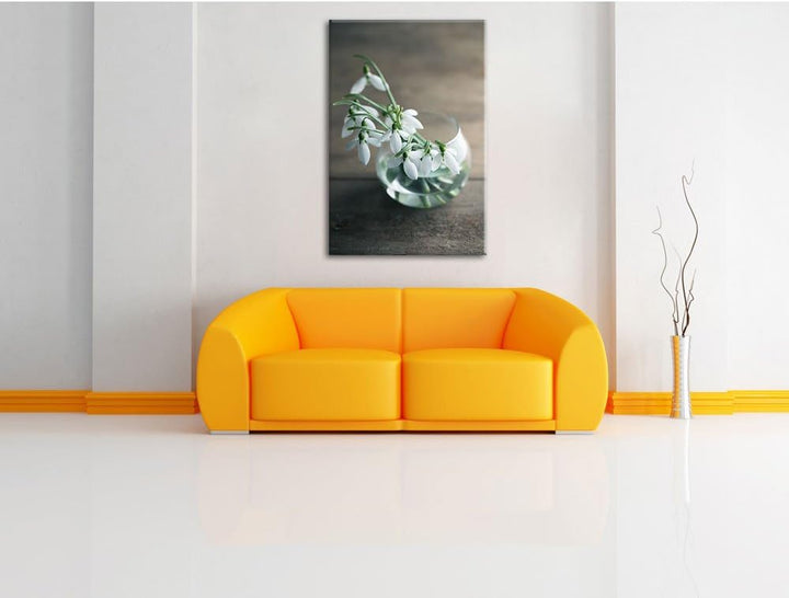 Pixxprint Schneeglöckchen in der Vase als Leinwandbild/Grösse: 100x70 / Wandbild/Kunstdruck/fertig b