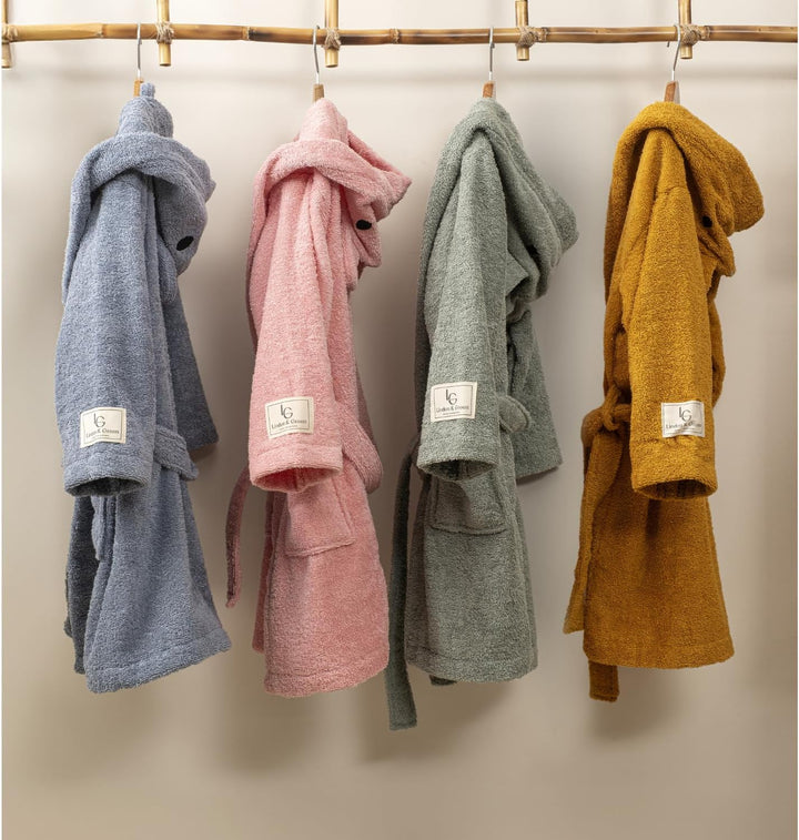 PandaHome Bademantel Kinder, Kinderbademantel für Jungen und Mädchen aus 100% Baumwolle, Morgenmante