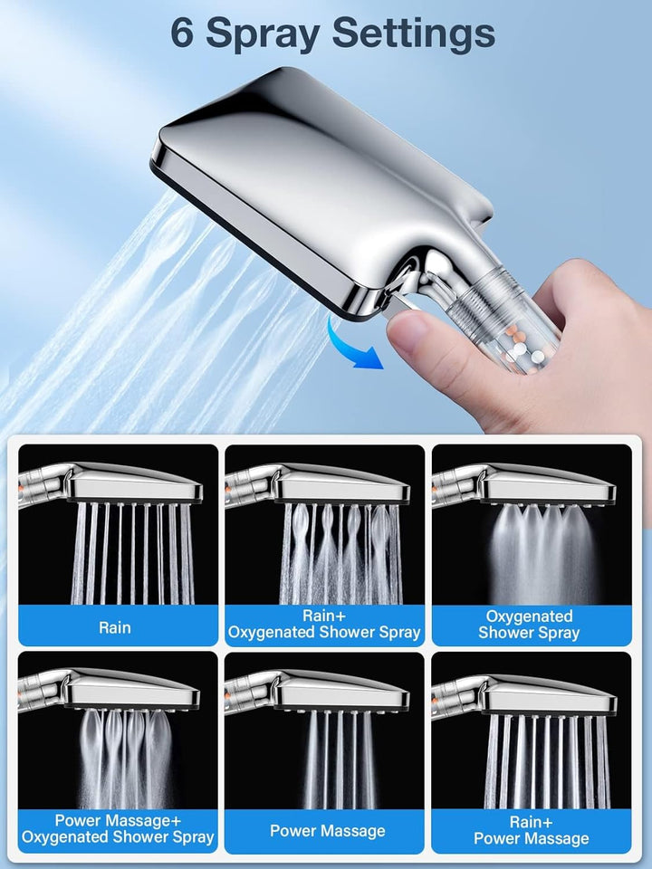 YEAUPE PRO Duschkopf mit Filter, quadratisch, reine Dusche, Badezimmer-Duschkopf (115 x 100 mm), Dus