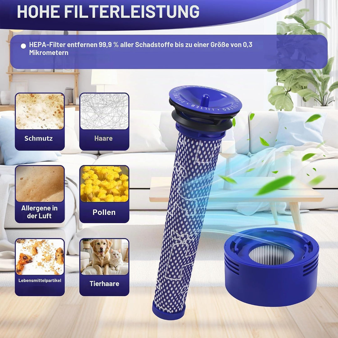 10 Stück für Dyson V8 V7 Filter,V8 V7 Ersatzteile Filter Zubehör set für Dyson,5x Vorfilter + 5x HEP