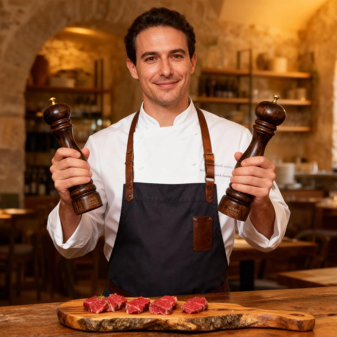 Salz- & Pfeffermühlen Set (32/27 cm) aus Massivholz, entwickelt für Sternerestaurants, Keramik- & Ka