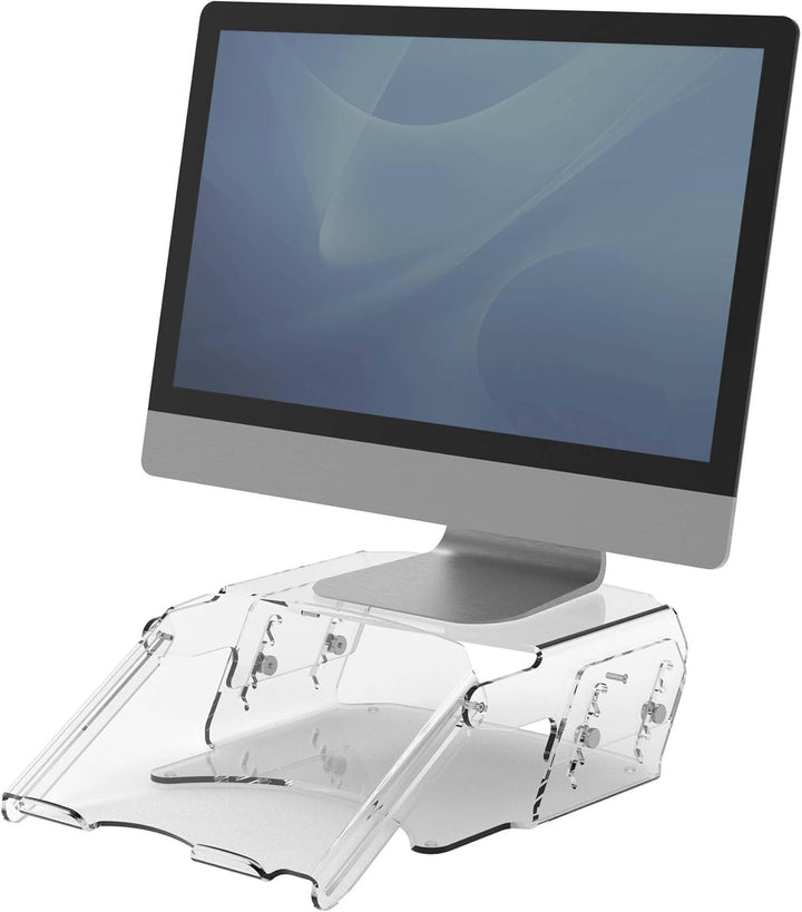 Fellowes Clarity Monitorständer, höhenverstellbar, mit integriertem Vorlagenhalter, transparent Vers