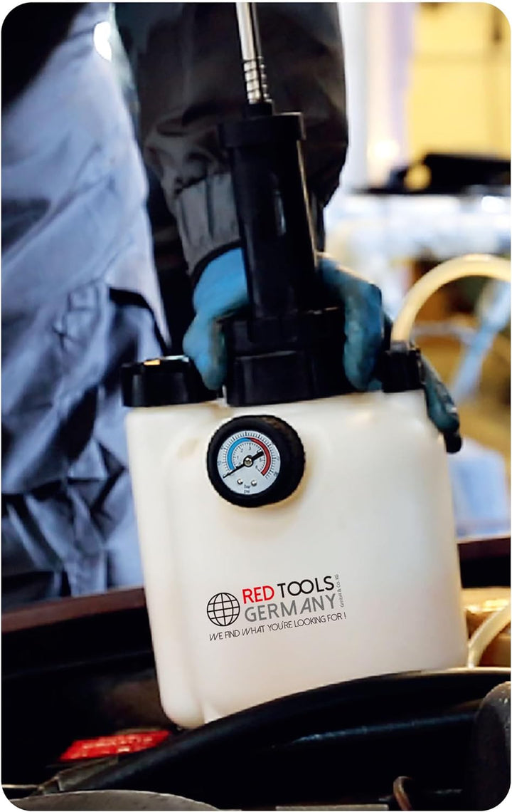 Red Tools 3L Bremsen Entlüftungsgerät - Bremsenentlüfter - Bremsflüssigkeit wechseln leicht gemacht