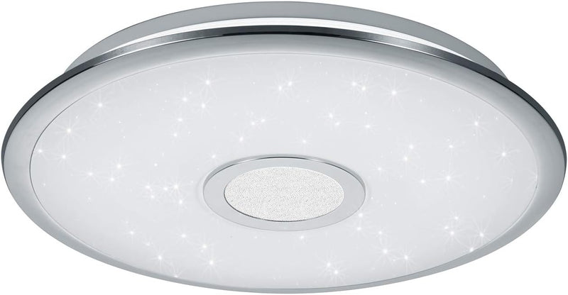 Trio Leuchten LED Deckenleuchte Osaka 678713006, Chrom, Acryl weiss mit Star Light Effekt, 30 Watt,
