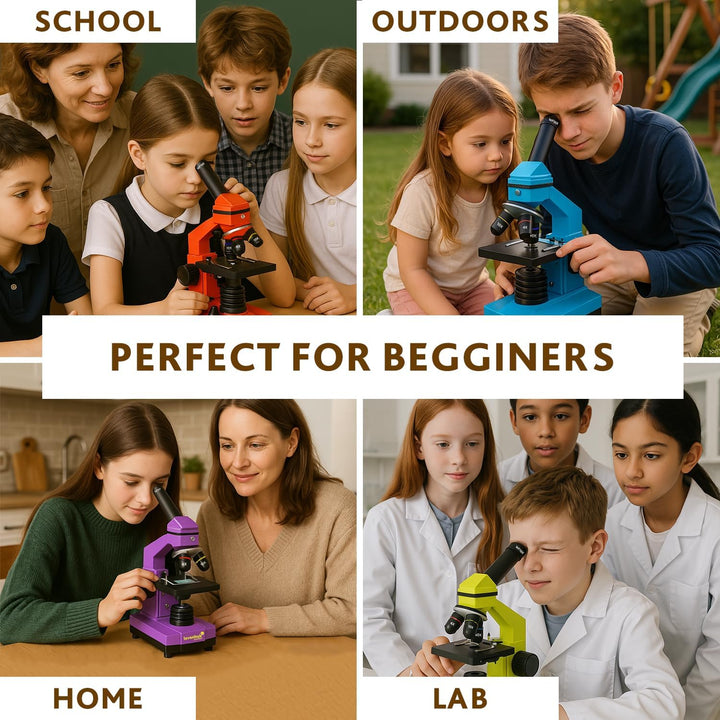 Levenhuk Rainbow 2L Plus Amethyst Kinder Heimlabor STEM-Set mit Tragbarem Biologischen Mikroskop mit
