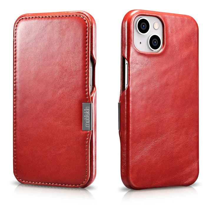 Mobiskin Hülle kompatibel mit Apple iPhone 13 (6,1 Zoll), Handyhülle mit echtem Leder, Case, Schutzh
