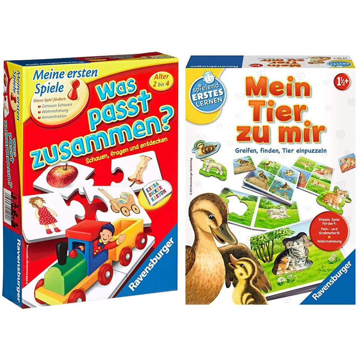 Ravensburger 21402 - was passt zusammen? - Puzzelspiel für Kinder & Mein Tier zu Mir - Puzzelspiel f