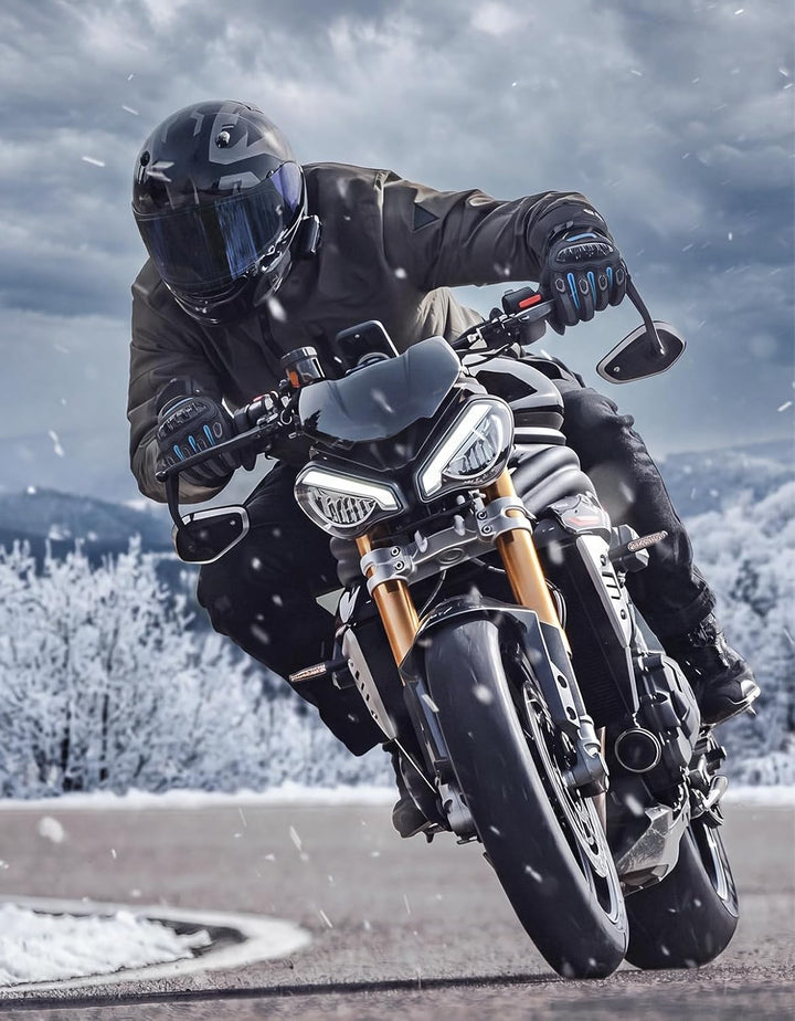 ISSYZONE Winter Motorradhandschuhe, Motorrad Handschuhe Winter, geprüfte Motorradhandschuhe Herren,