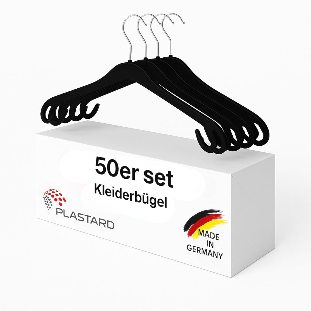 Plastard NA38 Kleiderbügel 50er Set – 38cm, für Teenager &amp; zierliche Erwachsene, drehbarer Haken, 0,