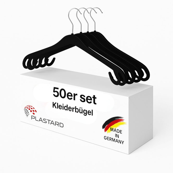 Plastard NA38 Kleiderbügel 50er Set – 38cm, für Teenager &amp; zierliche Erwachsene, drehbarer Haken, 0,