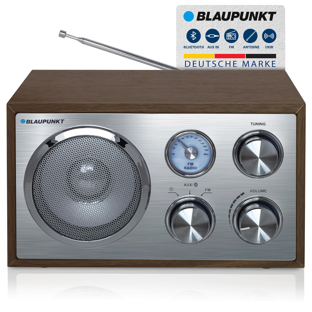Blaupunkt RXN 180, Küchenradio Retro mit Bluetooth, einfaches Radio mit UKW/FM und Aux In, Retroradi
