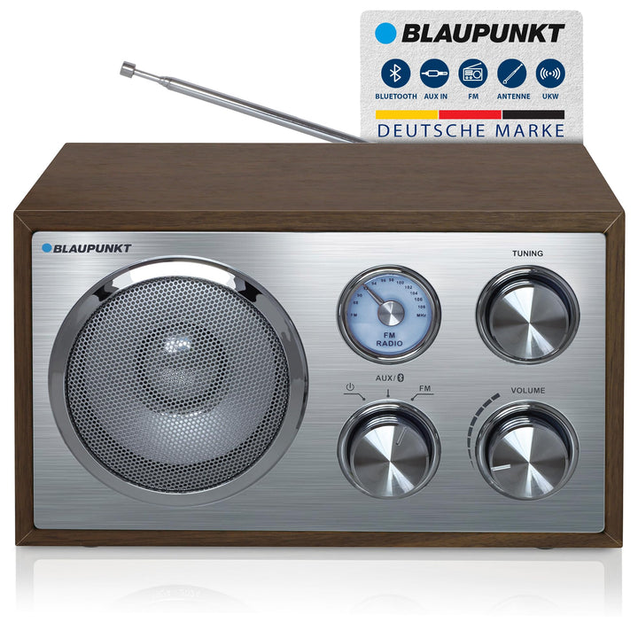Blaupunkt RXN 180, Küchenradio Retro mit Bluetooth, einfaches Radio mit UKW/FM und Aux In, Retroradi