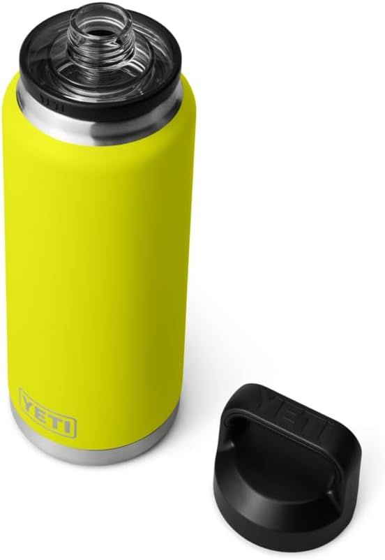 YETI Rambler Bottle Chug, Vaccum Insulated Stainless Steel Bottle with Chug Cap, Firefly Yellow, 36