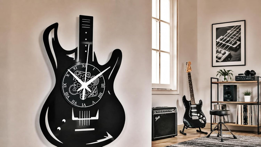 Vinyl Wanduhr Vintage Handgemache Schallplatten-Design Dekor Gitarren Bass Rock Metal Punk Musik