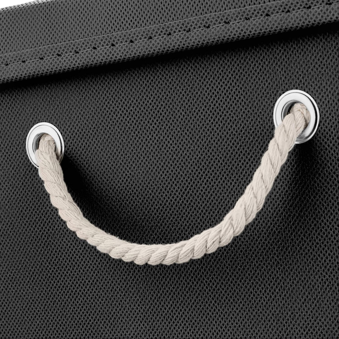 Stick&amp;Shine 4x Aufbewahrungs Korb Schwarz Faltbox 30 x 30 x 30 cm Regalkorb faltbar mit Kordel und m