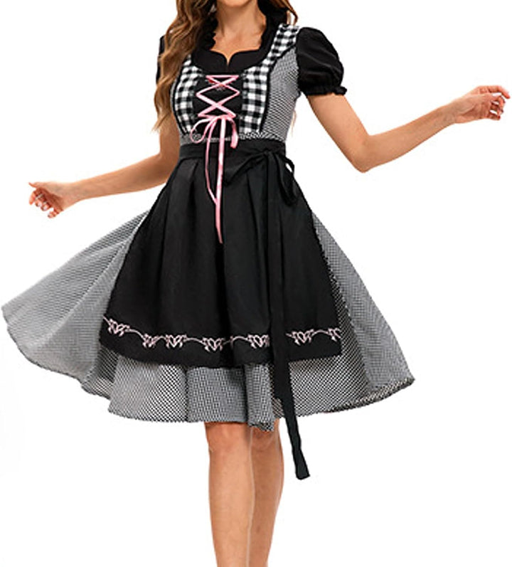Generisch Dirndl Damen, Dirndl für Damen, Landhauskleider Rosa Dirndlkleid Trachtenkleid Midi Tracht