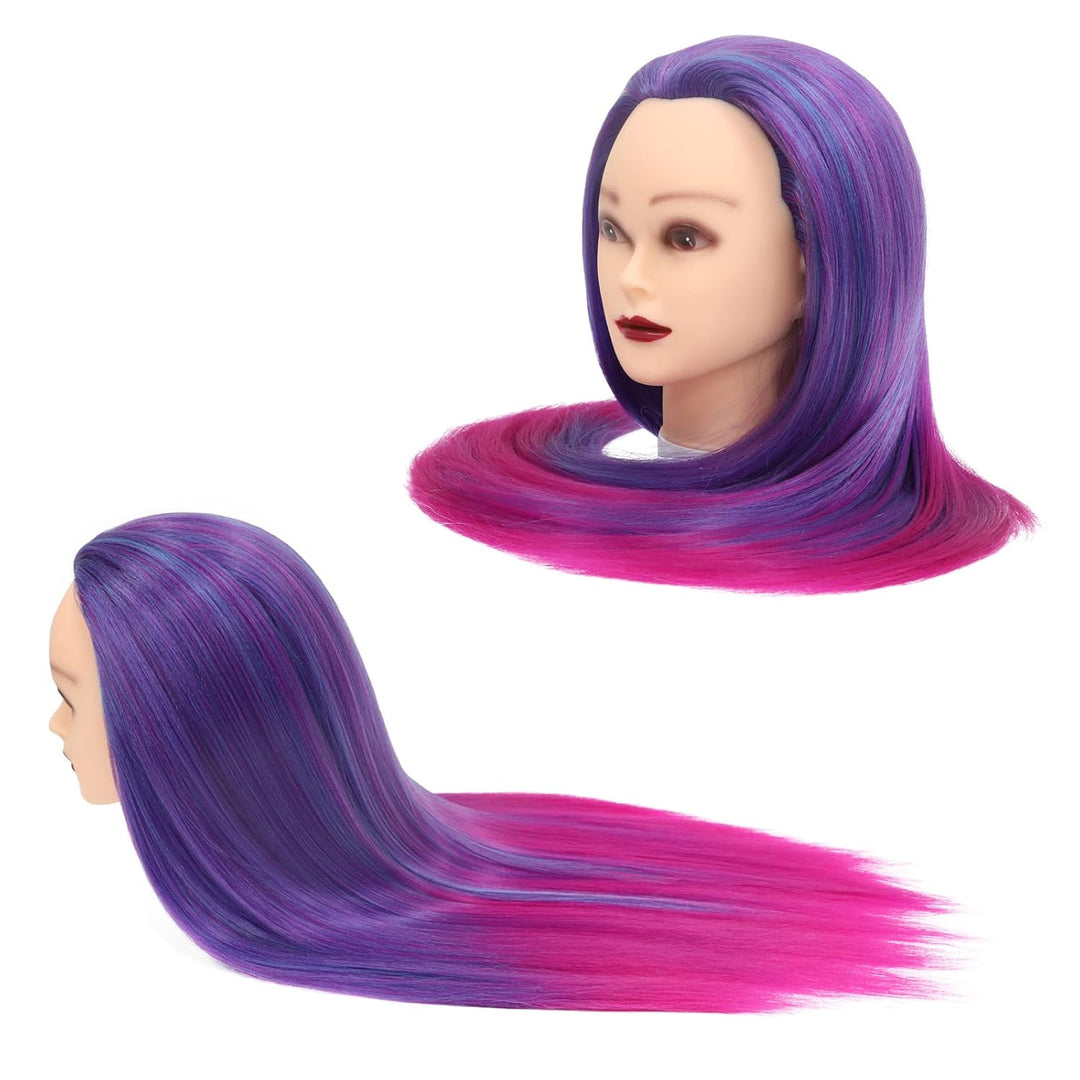 Trainingsköpfe, 28 inch Frisierkopf für Frisöre 100% Synthetikfaser-Haar Übungskopf,mit DIY Stricken