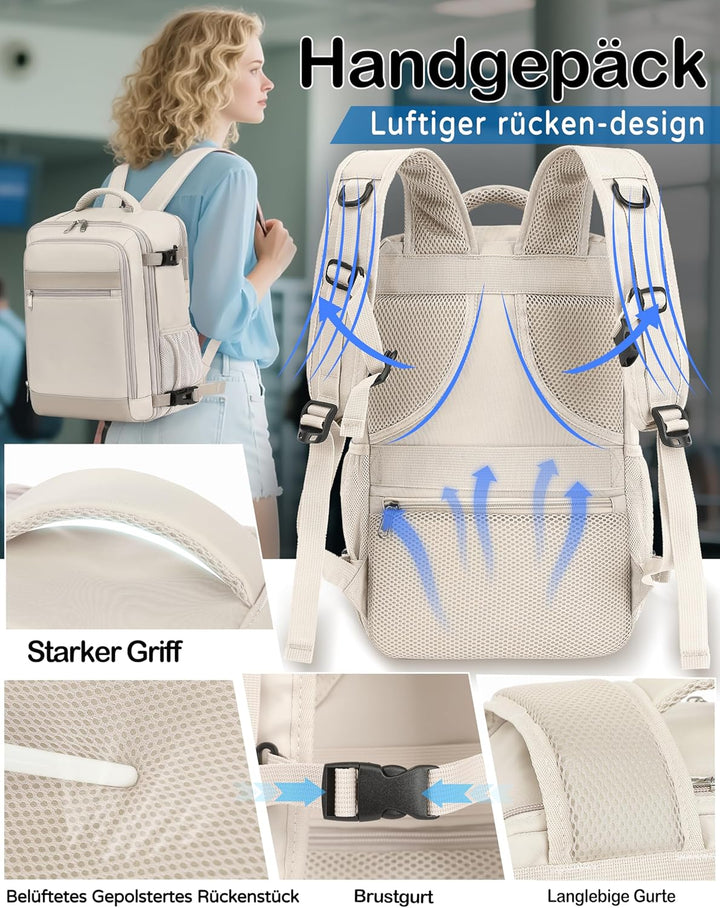 Handgepäck Rucksack 40x30x20 cm Travelite Reiserucksack 24L für Ryanair EasyJet Eurowings Flugreisen