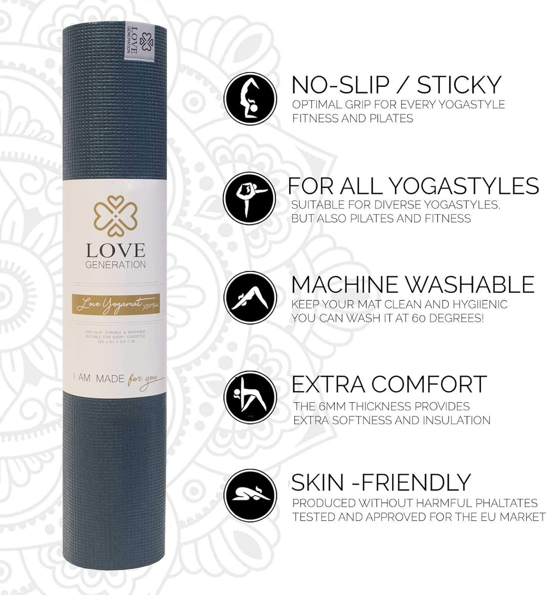 Love Generation - Dicke Yoga Matte Dunkelblau, Dunkelblau
