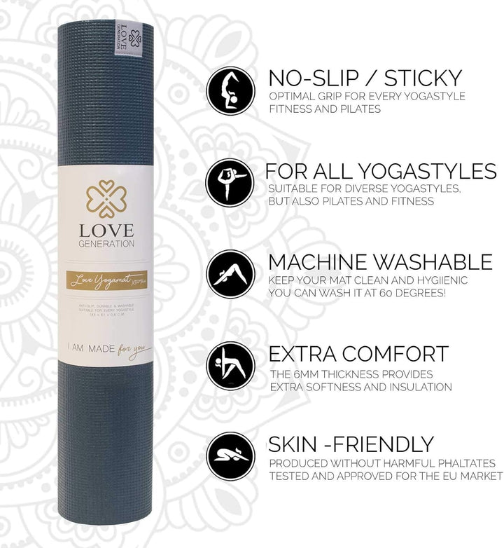 Love Generation - Dicke Yoga Matte Dunkelblau, Dunkelblau