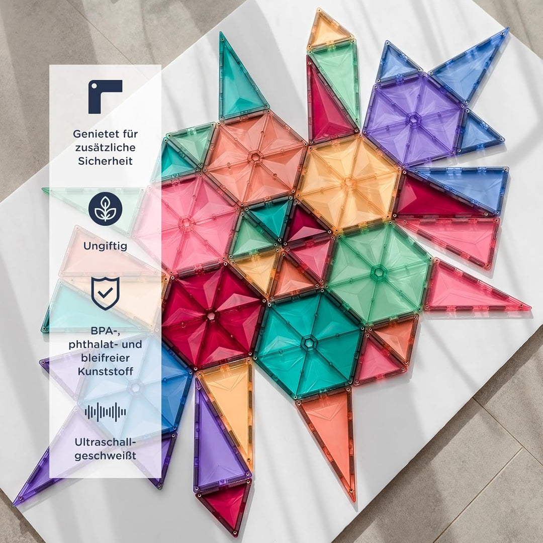 Connetix Fliesen 40 Stück Pastell-Geometrie Pack von magnetischen Fliesen | Wo Spiel und Lernen verb