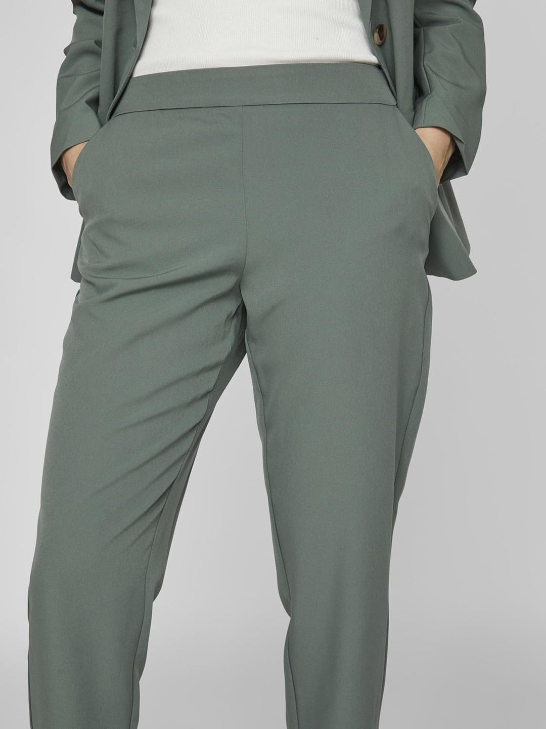 Vila Female Cropped Hose VICARRIE Mid-Rise 34 Duck Green, 34 Duck Green