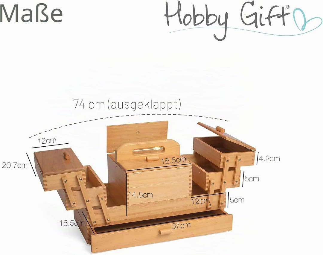Hobby Gift Etagen-Aufbewahrungsbox aus Holz zum Nähen, Basteln und Hobby, 4 Etagen mit Schublade, 4