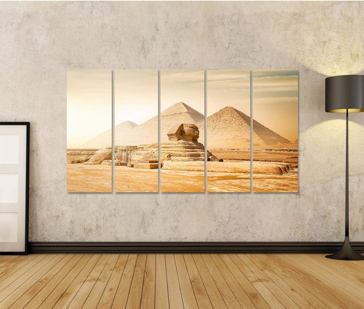 islandburner Bild auf Leinwand Sphinx Pyramiden Ägyptische Wüste Bilder Wandbilder Poster Leinwand 1
