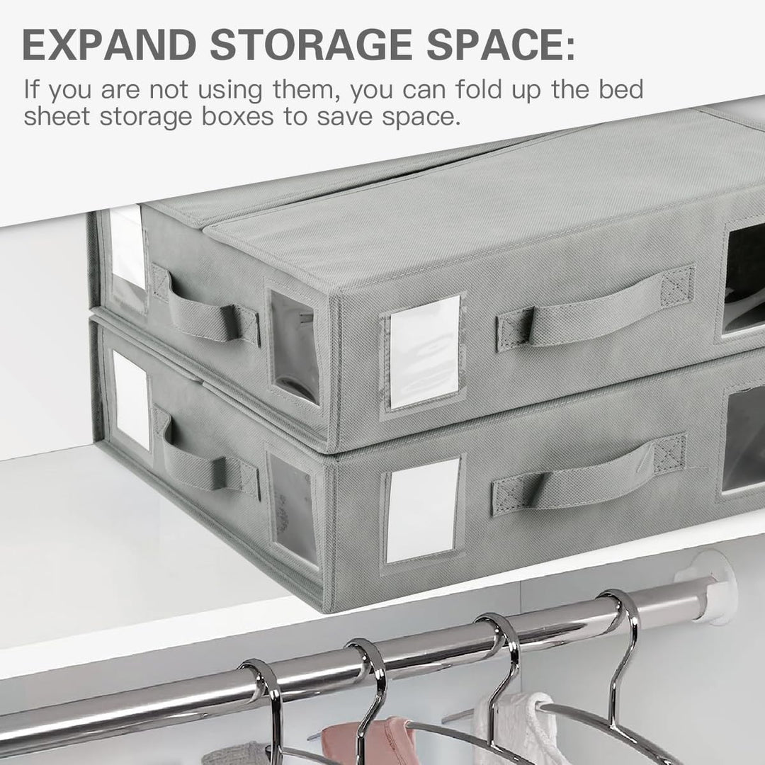 6 Stück Aufbewahrung Bettwäsche Organizer, Grau Bettwäsche Organizer Box Unterbett Organizer, Faltba