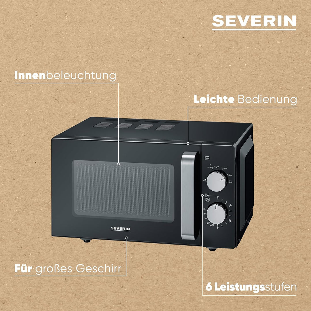 SEVERIN Mikrowelle mit Keramikboden, Mikrowellengerät zum Auftauen und Erhitzen, Mikrowelle mit gros