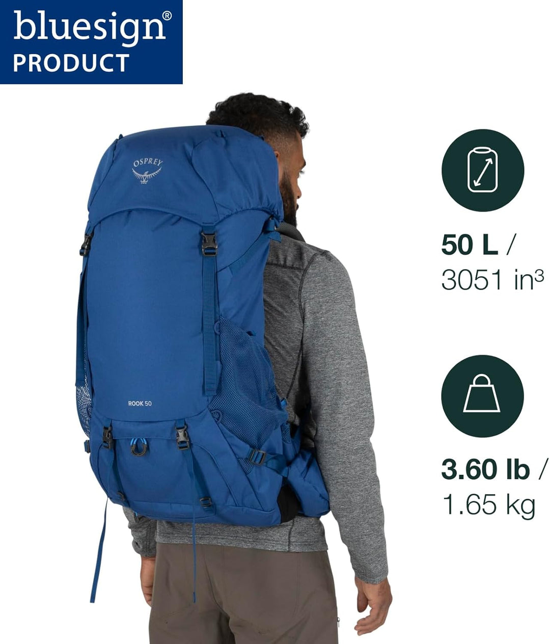 Osprey Rook Herren Rucksack O/S - Fassungsvermögen 50L Astology Blue/Blue Flame, O/S - Fassungsvermö