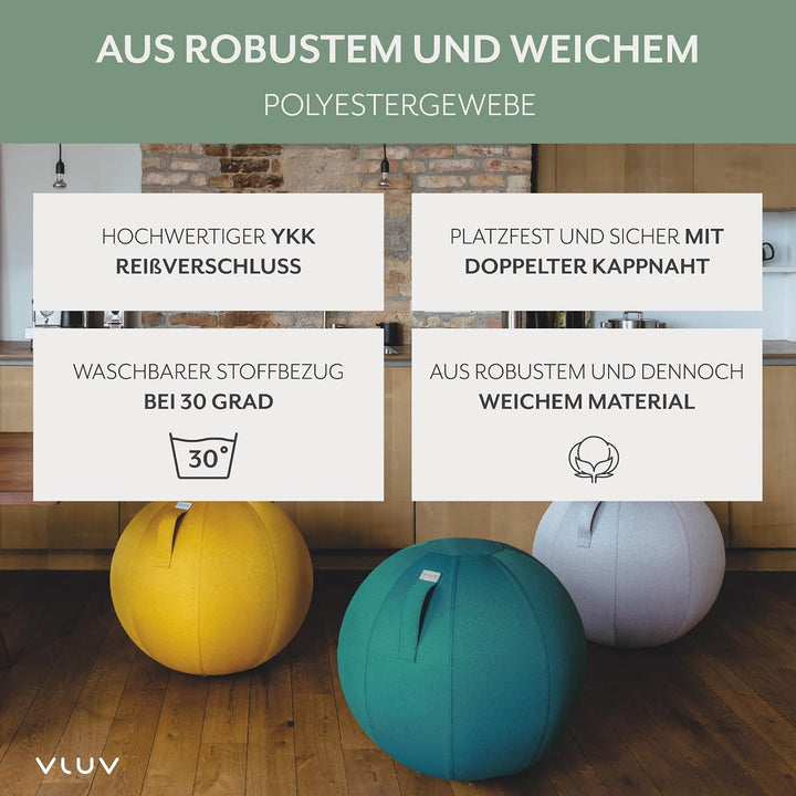 VLUV LEIV Stoff-Sitzball 60cm - 65cm Mustard, 60cm - 65cm Mustard