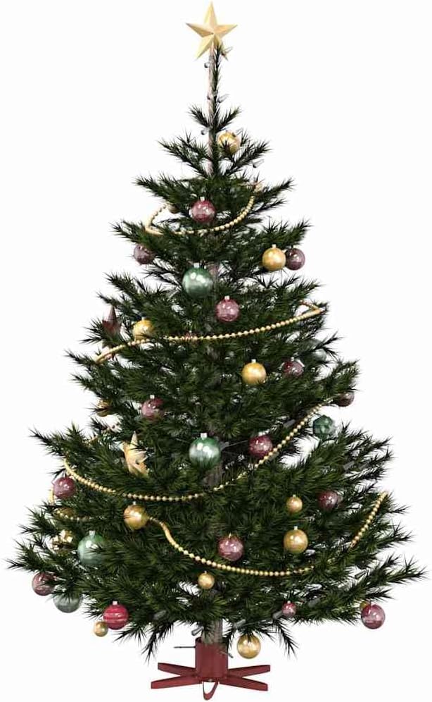 vidaXL Weihnachtsbaumständer 1.73 Rot 49 x 49 x 15,5 cm Stahl, Stylischer sternförmiger Weihnachtsba