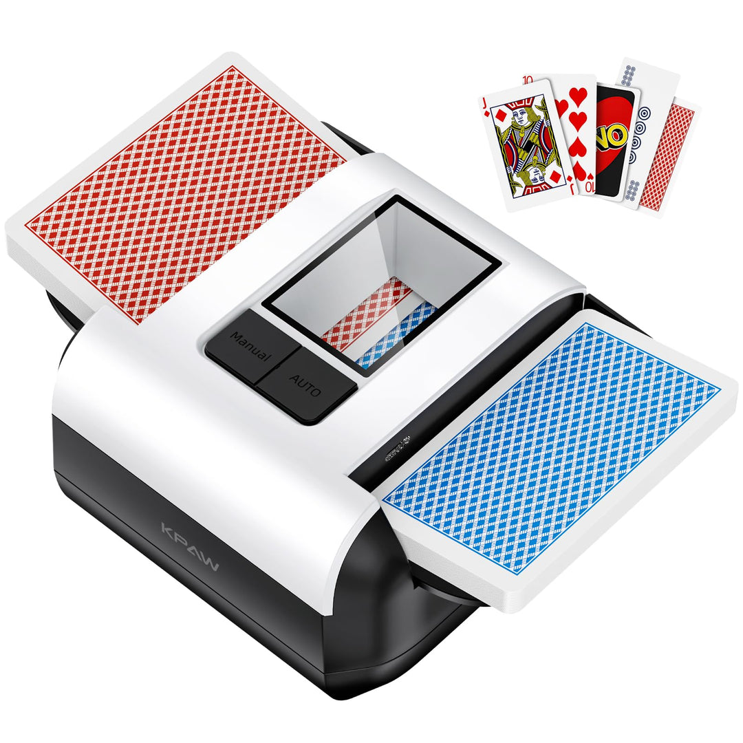 Kartenmischer, 2 Deck, wiederaufladbarer automatischer Kartenmischer mit Dual-Modi, geräuscharmer, t
