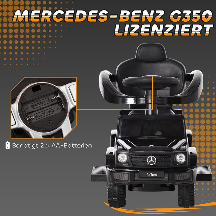 HOMCOM Rutschauto mit Schiebstange Mercedes-Benz G350 Rutschfahrzeug mit Lenkrad 3-in-1 Schiebeauto