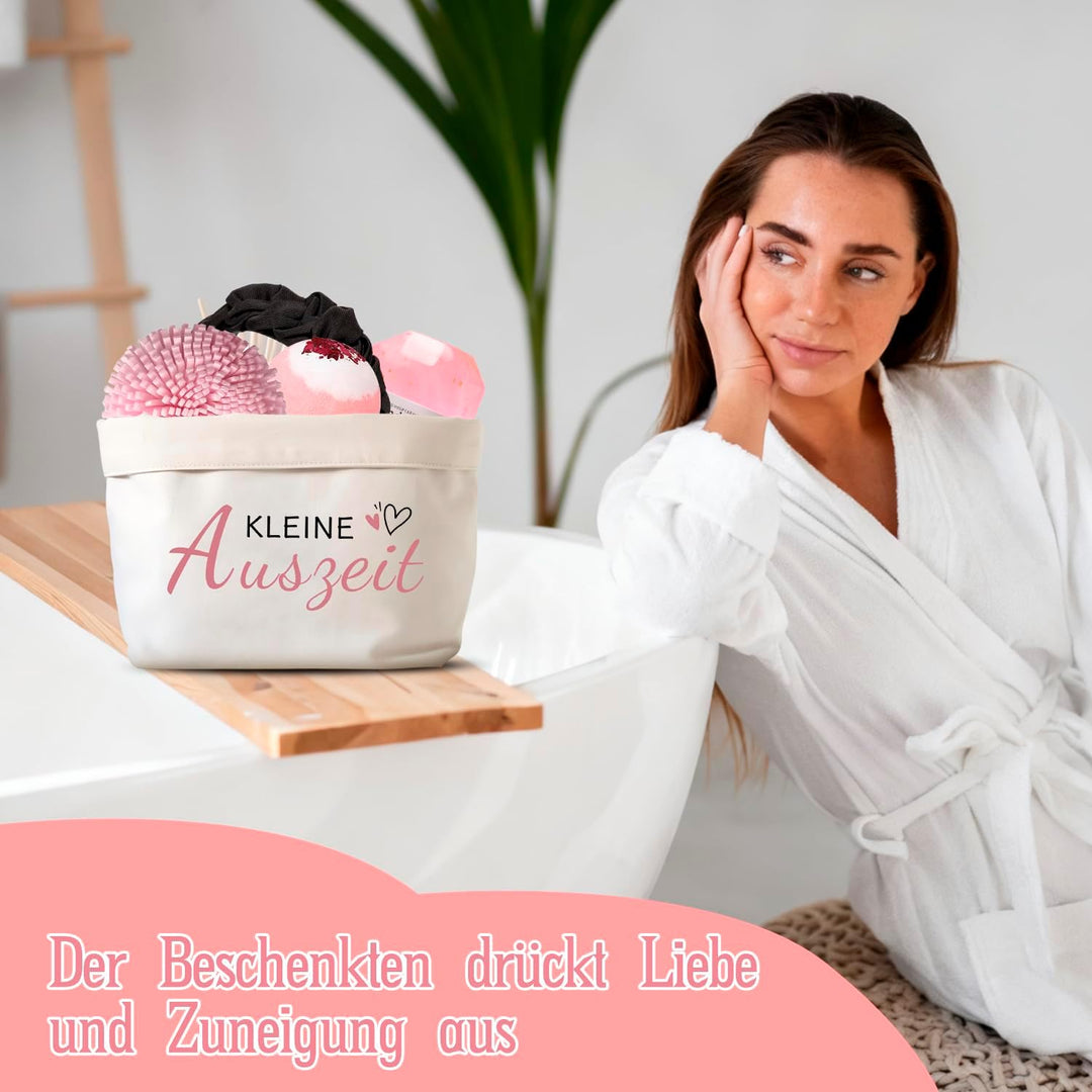 Kleine Auszeit Geschenktüte aus Baumwolle,Geschenkkorb und Geschenkverpackung für Frauen, Brotsack z
