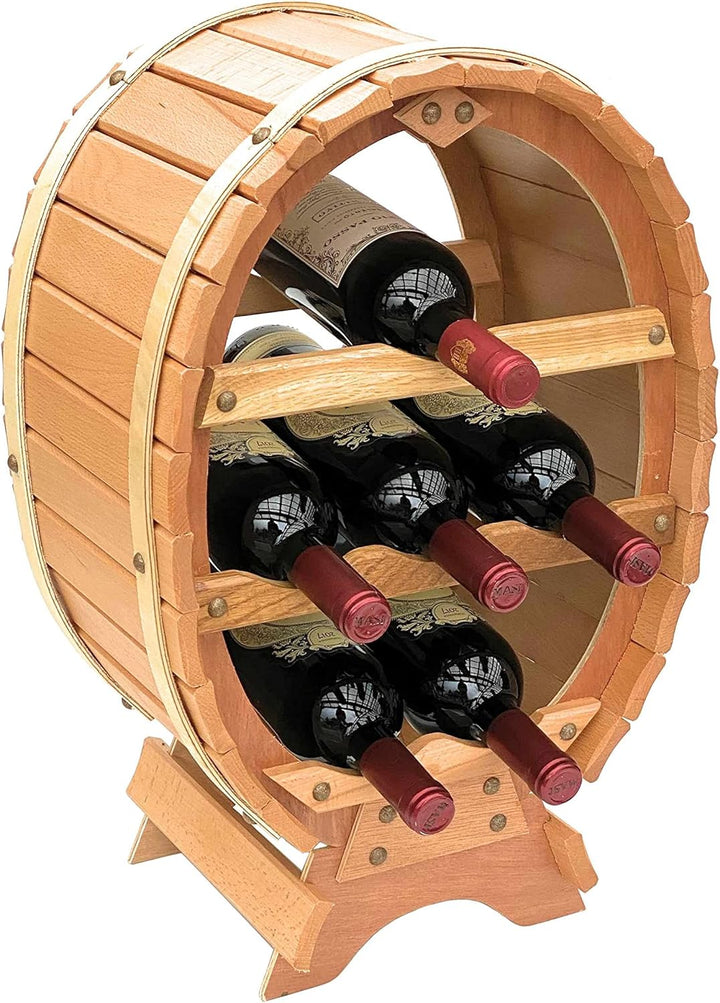 DanDiBo Weinregal Holz Stehend Weinfass 6 Flaschen Natur Flaschenregal Flaschenhalter Fass 6 Flasche