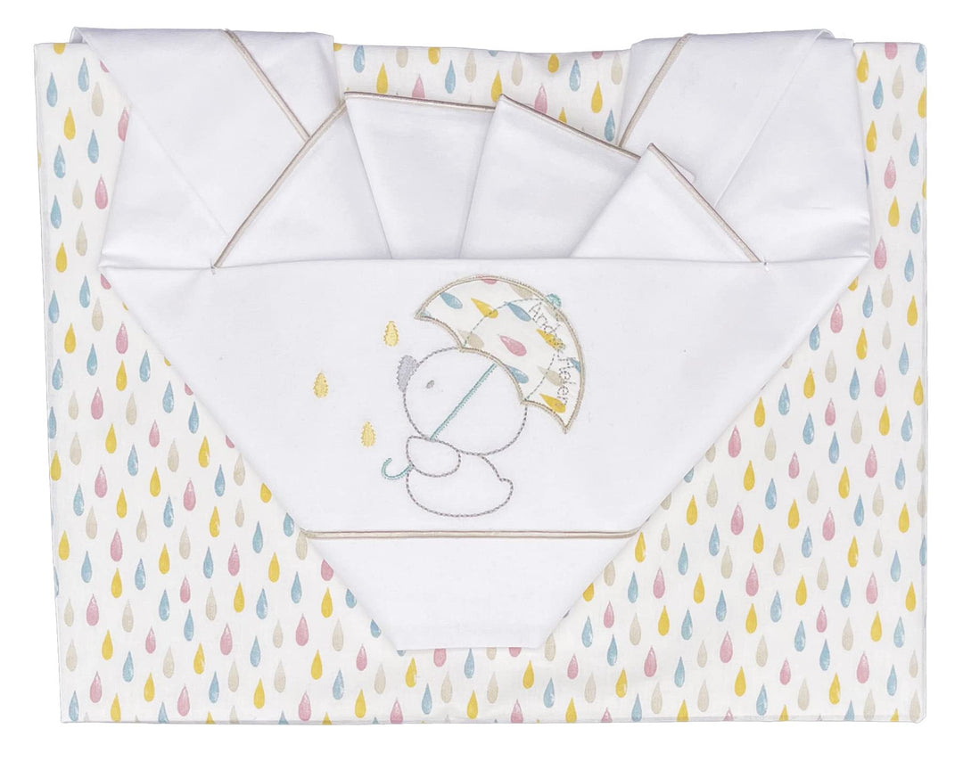 ANDY & HELEN Bettwäsche-Set für Kinderwagen, Bestickt, Spannbettlaken mit Gummibändern und Kissenbez