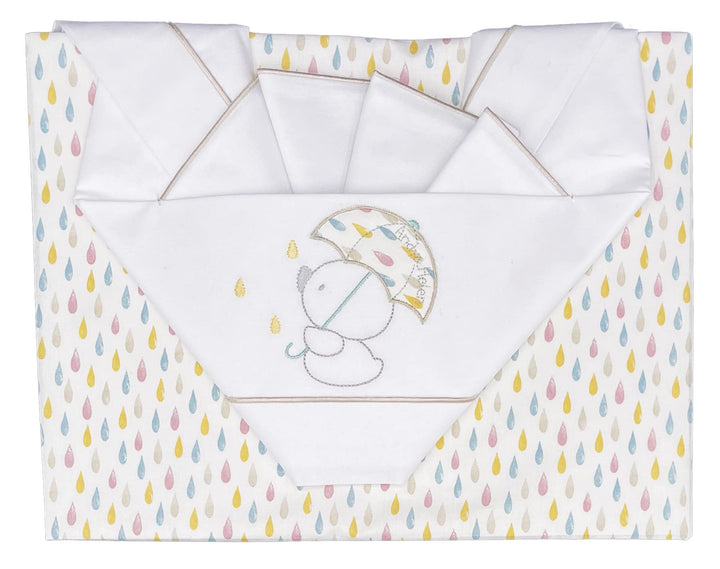 ANDY & HELEN Bettwäsche-Set für Kinderwagen, Bestickt, Spannbettlaken mit Gummibändern und Kissenbez