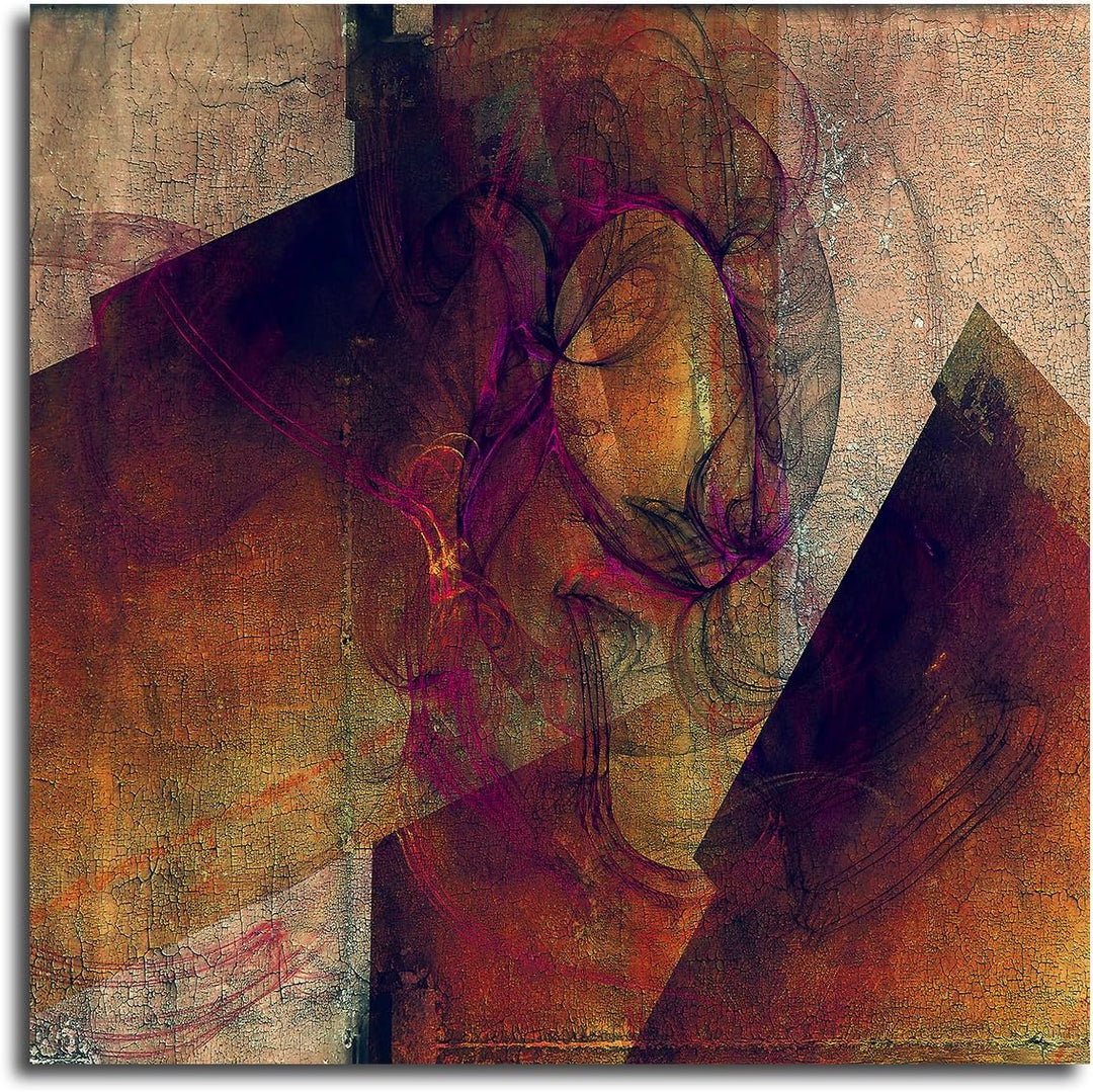 Paul Sinus Art Abstraktes Bild Braun Beige Grau Pink gelb auf Leinwand Abstrakt185- dekorativer Eint